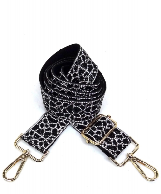Rhinestone Guitar Strap RS038W SILVER/BLACK